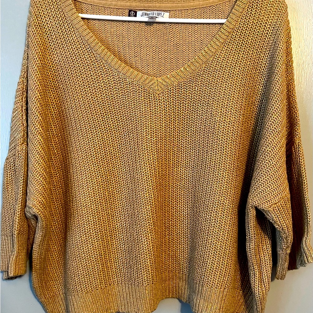 Beautiful cropped gold shrug sweater Jennifer Lopez Size XL